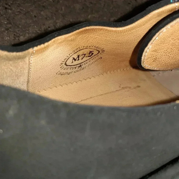 JOHN FLUEVOG-Kingsley-Black Waxed Suede-Laceless Oxford-SZ 7.5 Men-Near Mint - Picture 7 of 9